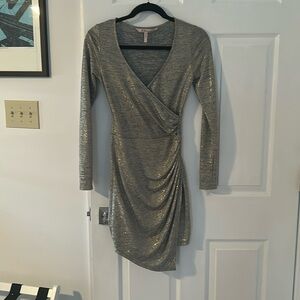 Never worn bcbgeneration gold stretch lurex dress